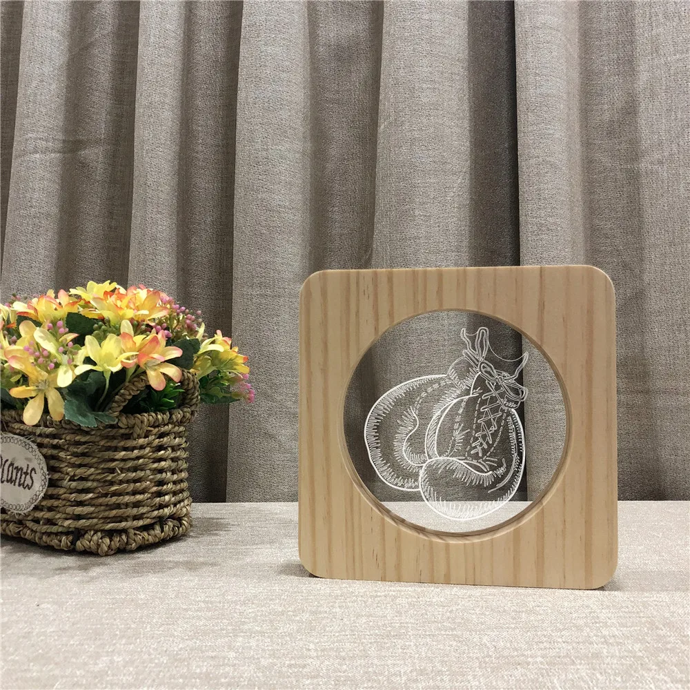 

Boxing Gloves Design 3D LED Arylic Wooden Night Lamp Table Light Switch Control Carving Lamp for Children's Room Decorate Gift