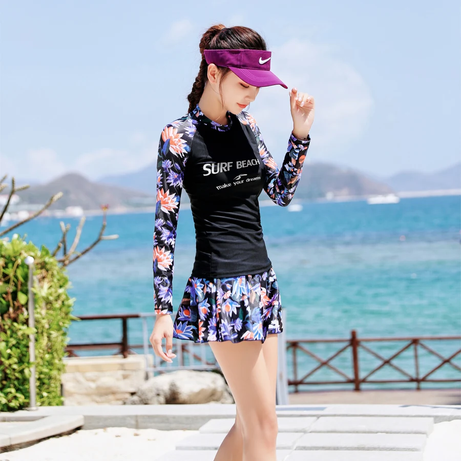 Женский спортивный костюм с длинным рукавом купальный для серфинга из двух