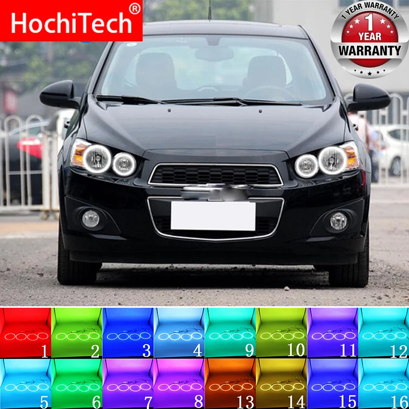 

Headlight Multi-color RGB LED Angel Eyes Halo Ring Eye DRL RF Remote Control for Chevrolet AVEO Sonic T300 2011-2014 Accessories