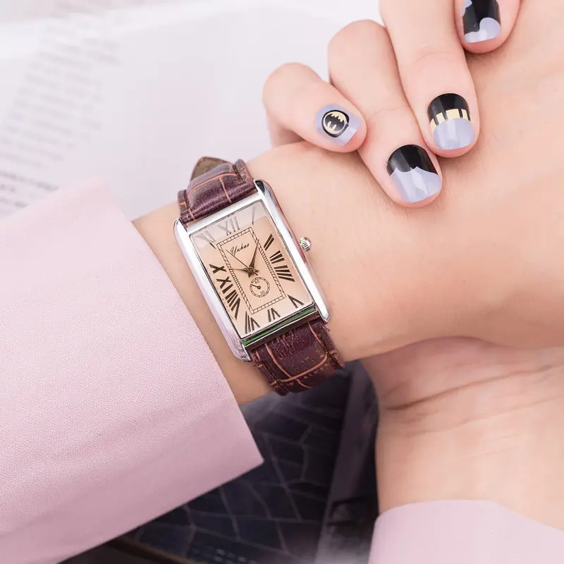 Высококачественные элегантные часы для пар корейские модные с квадратным