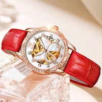 womens automatic mechanical wristwatch luxury brand fashion ladies watch luminous waterproof female clock hollow design