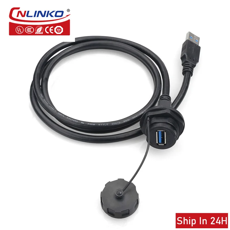 

Cnlinko YU-USB3.0 industrial waterproof data connector IP67 waterproof cable socket for aviation equipment solar lighting screen