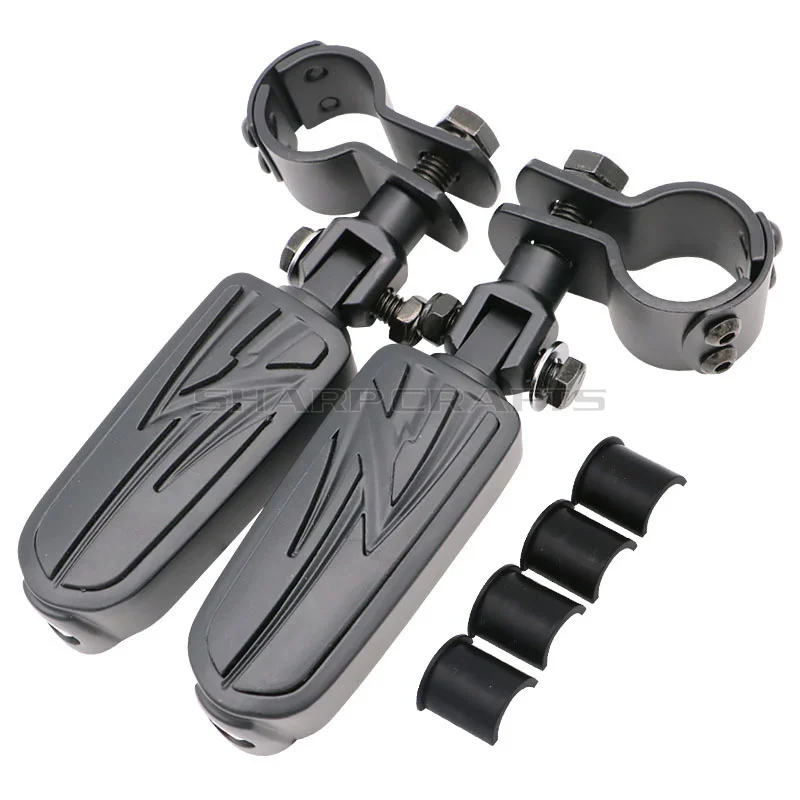 F-Black " 1-1/4" 1,2" мотоцикл автострада Крушение Бар защита двигателя подножки крепежные зажимы комплект для Yamaha Suzuki Kawasaki - Цвет: F-Black