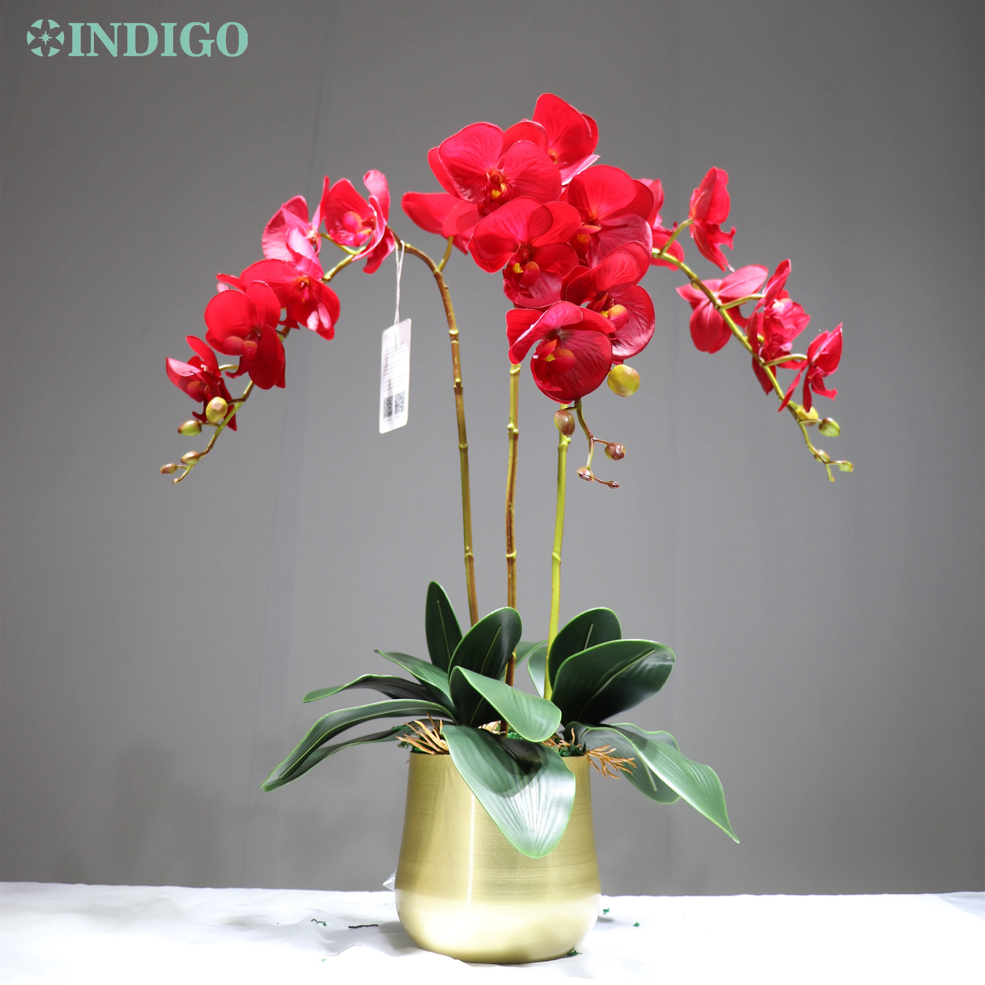 Орхидея Индиго-красного цвета сделай сам Цветочная композиция большая 90 см на