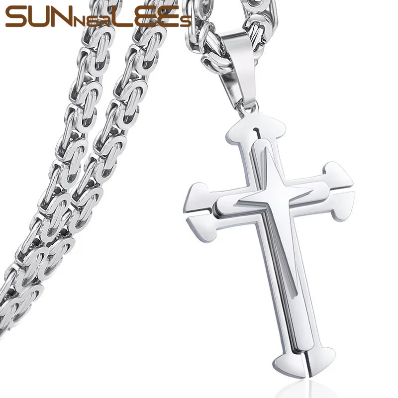 SUNNERLEES 316L Подвеска из нержавеющей стали с крестом Иисуса Христа Византийская