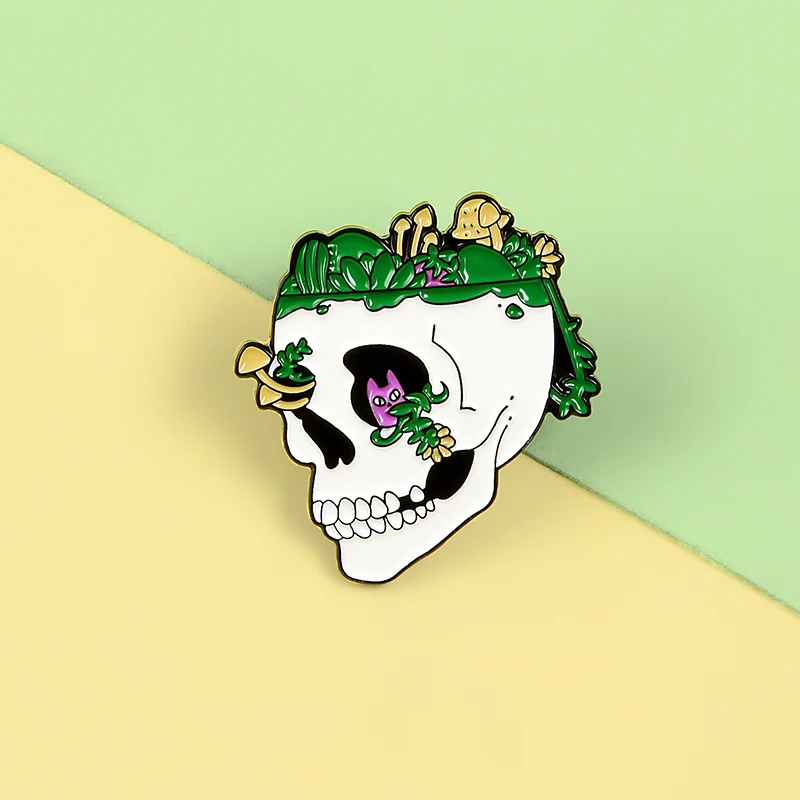Черепа эмаль брошь растение скелетов шапка грибовидной формы глаз выскакивает