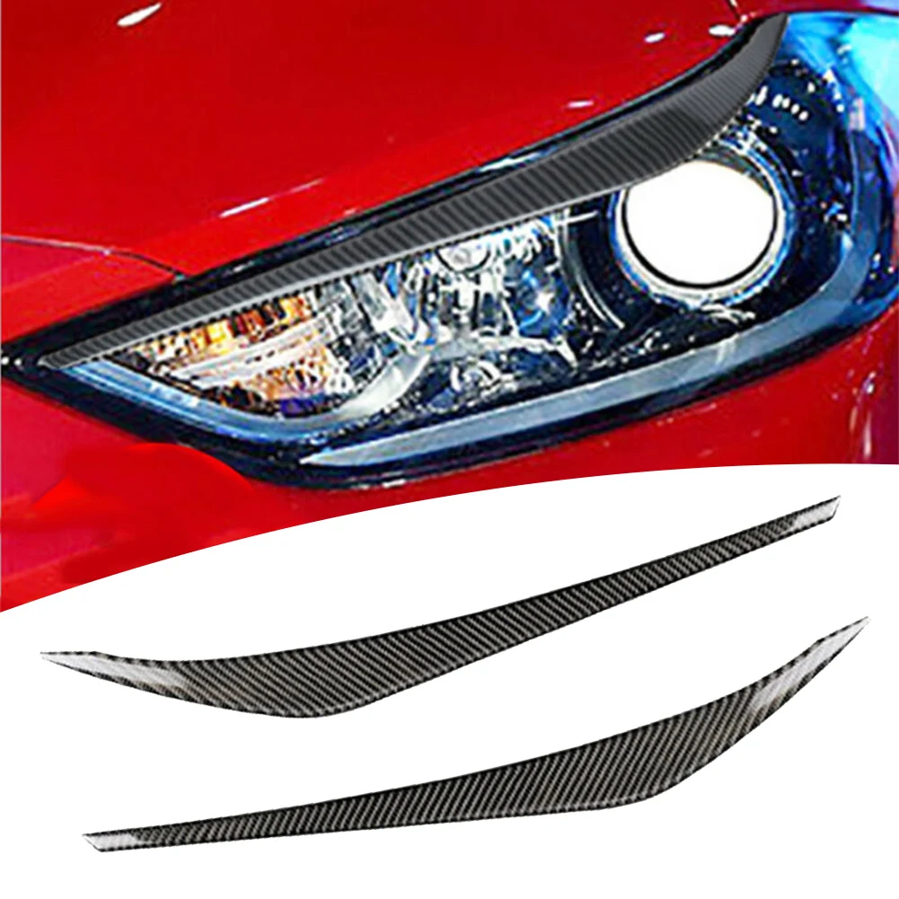 

1 Pair Headlight Lamp Eyelid Covers Carbon Fiber Front For Elantra 2017-2018 Decor DIY Quality