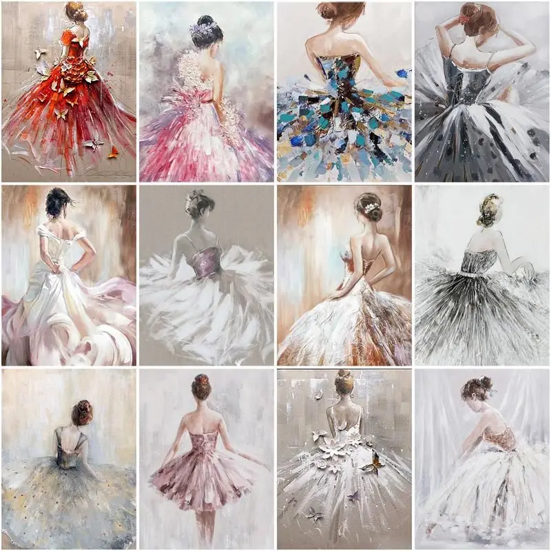 

CHENISTORY Diy 60x75cm Frame Oil Painting By Numbers Ballet Girl Kits Drawing On Canvas Handpainted Figure Gift Pictures Home De