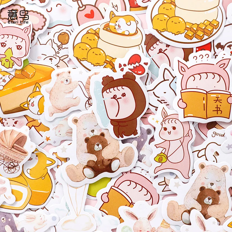 

45pcs/pack Cute Cartoon Animal Sealing Stickers Creative Hand Account Phone Case Diy Decoration Material Sticker Kids Gifts