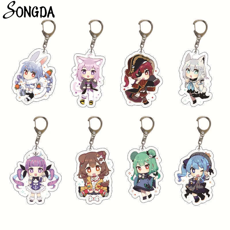 

Anime Hololive Vtuber Acrylic Keychains Holder Tsunomaki Watame Shirogane Noel Houshou Marine Cartoon Key Chains Keyring Jewelry