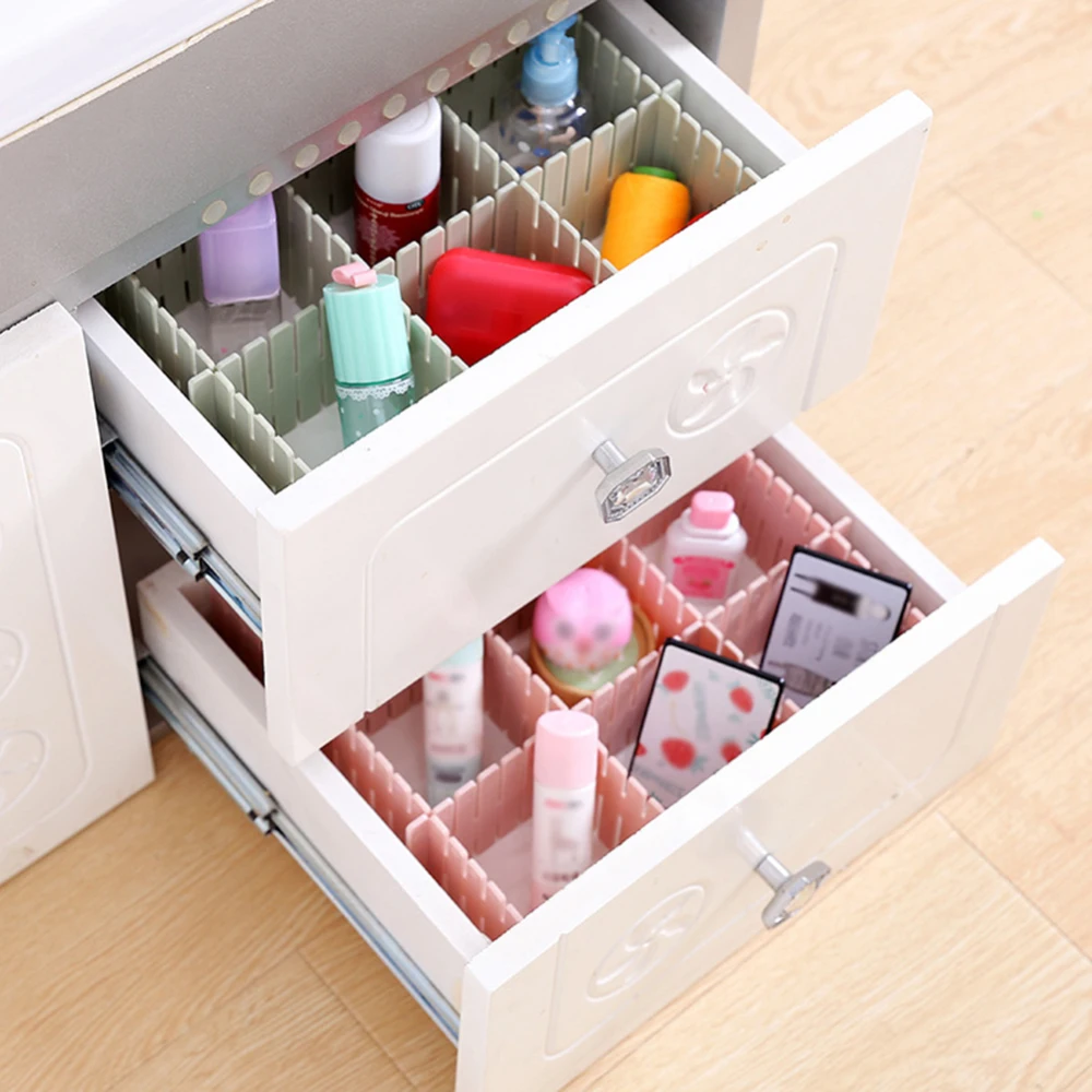 

8 Pcs Plastic DIY Grid Drawer Adjustable Separator Divider Household Necessities Storage Organizer Space-saving Tools