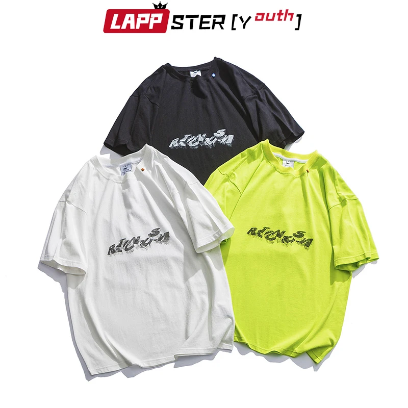 LAPPSTER Мужская негабаритная Японская уличная одежда футболки с отверстиями 2019