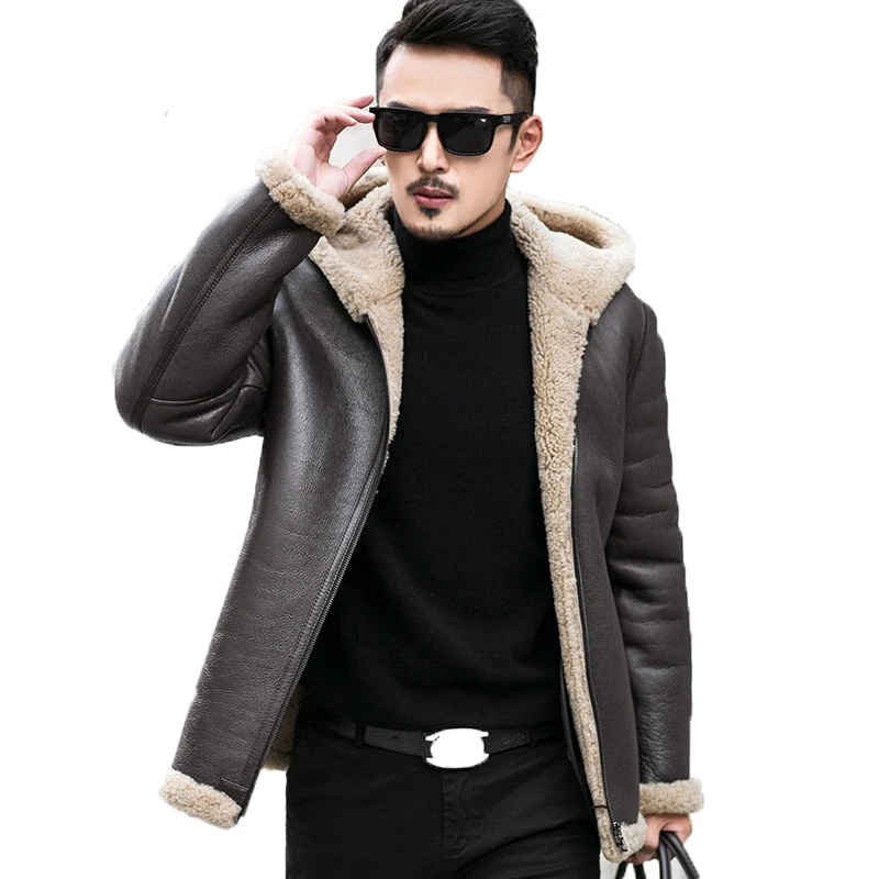 

Мужская кожаная куртка с подкладкой из натуральной овечьей шерсти