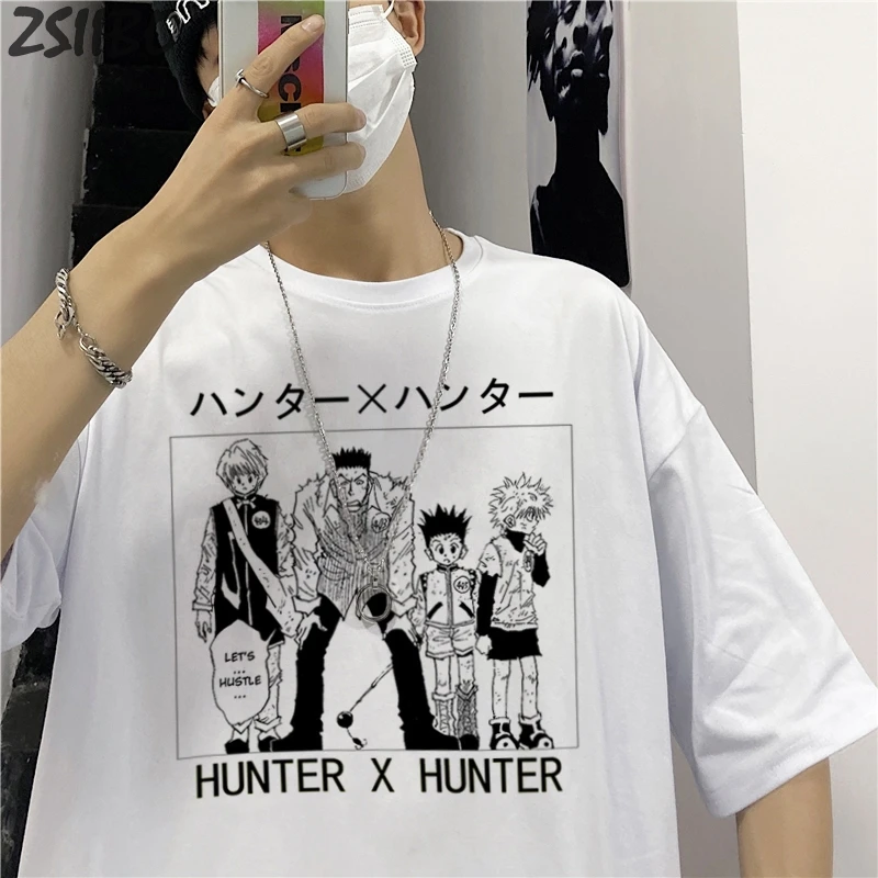 

Anime Tops Harajuku Men's Tshirt Cool Hunter X Hunter Killua Zoldyck Print Unisex Short Sleeve T shirt Male Streetwear T-shirt