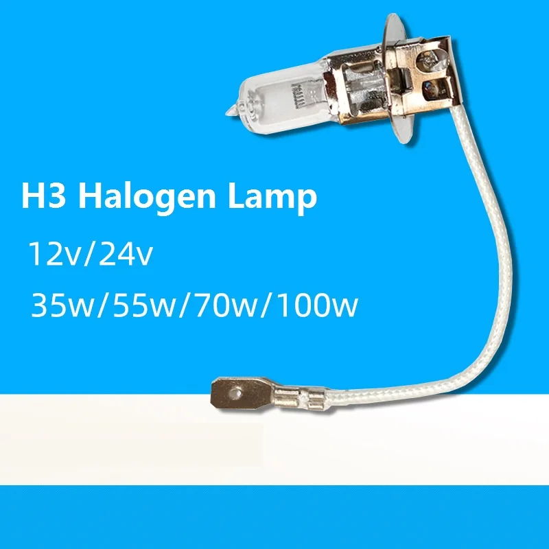 HoneyFly 5pcs H3 Halogen Lamp Bulb With Wire 12V/24V Capsule Clear Crystal Light 35W 50W 70W Warm White Machine Tool | Лампы и