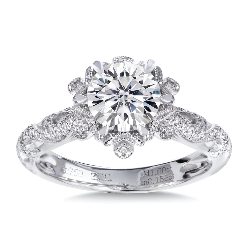 

Бриллиантовый бриллиант с муассанитом 18K