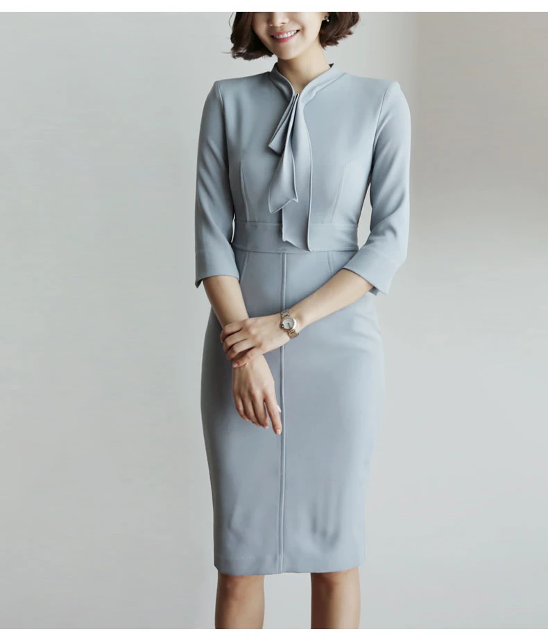 Роскошное винтажное однотонное Деловое платье с узлом элегантное женское для