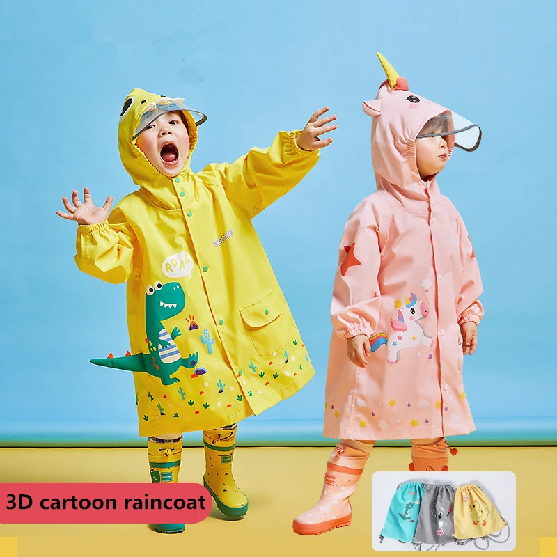 

Cartoon Crocodile Children Waterproof Raincoat Baby Raincoat Boys and Girls Pupils Poncho Jacket