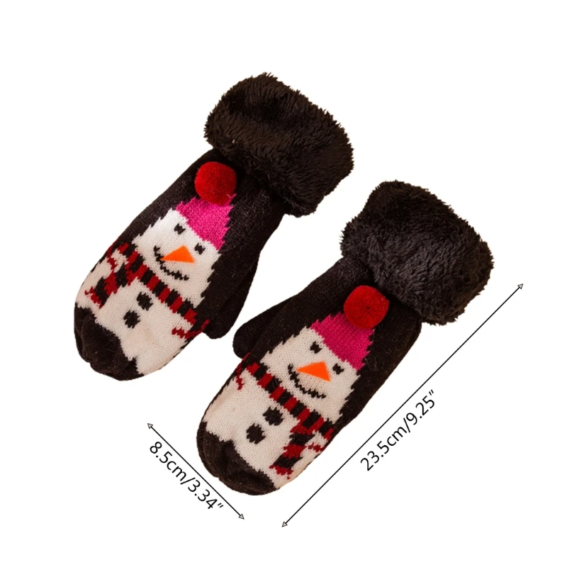 

Winter Warm Gloves Lovely Full Finger Gloves Soft Knitted Gloves Christmas Snowman Fleece Lined Glove Thickened Gloves