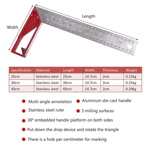 M4YC 45/90° 25cm/30cm/40cm L Square Stainless Steel Marking Gauge Right Angle Ruler for Woodworking Carpenter Tools