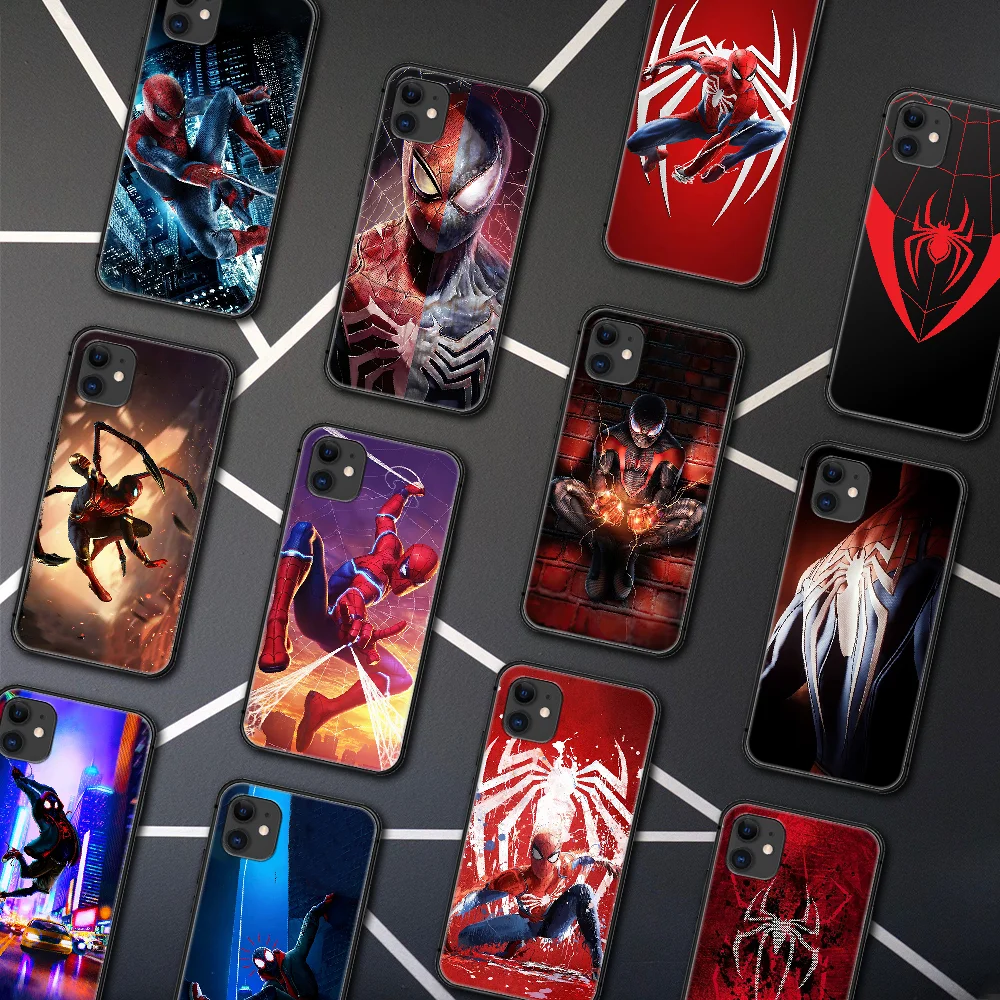 

Super Hero Spiders Man Phone Case For Iphone 5 5S SE 2020 6 6S 7 8 Plus 11 12 Mini X XS XR Pro Max black Funda Trend Cover