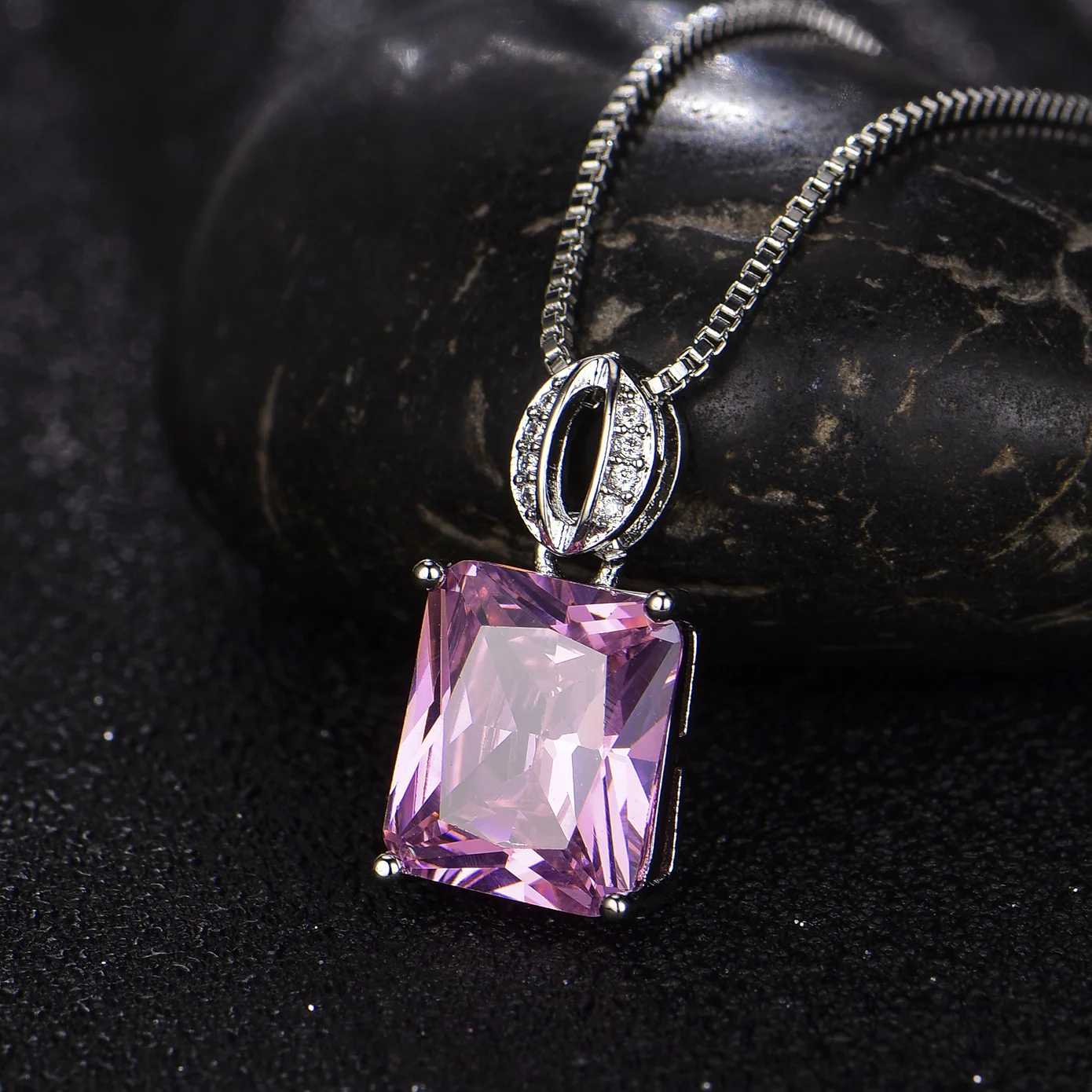 Женское ожерелье из серебра 925 пробы с розовым топазом | Украшения и аксессуары