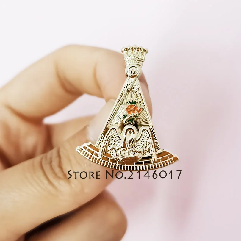 Значок-булавка масонского лепестка розы, квадрата и царской короны Общества Розенкрейцеров и Вольных Каменщиков: 10 штук, 18 степень, брошь-значок Социетас Розикруциана.