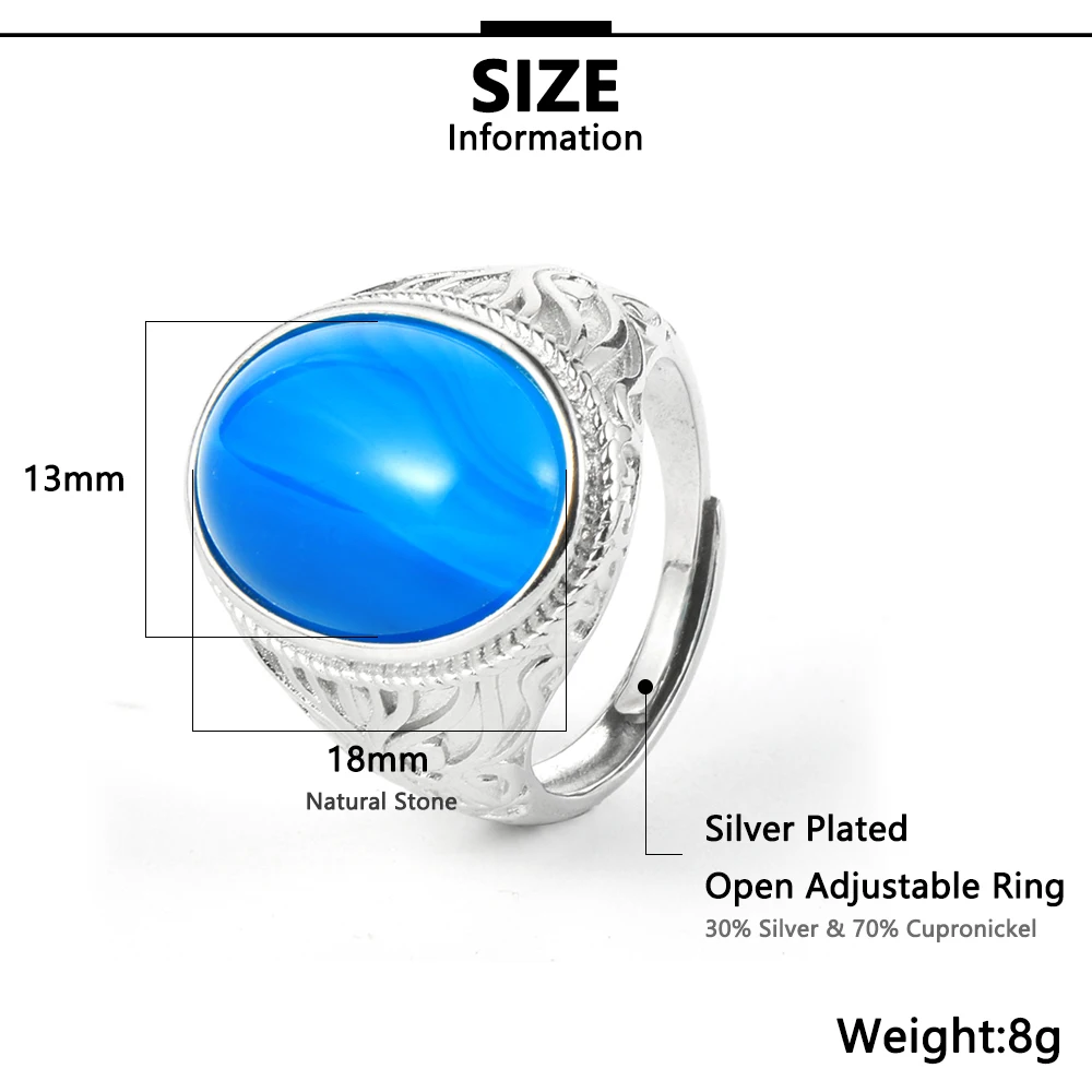 Женское и мужское кольцо из бирюзы с натуральным камнем тигровым глазом синие