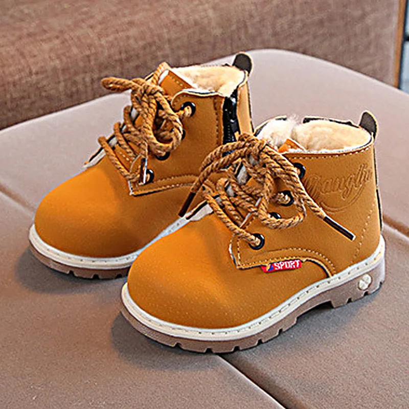 

Kids 1-7 years 2020 fashion autumn winter Children's Boots Girls Boys warm Plush Martin Boots Casual Warm Ankle Shoes Snow Boots