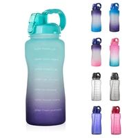 new 2l 3 8l gallon tritan sports water bottle with straw motivational time markings drinking jug bpa free gym bottles