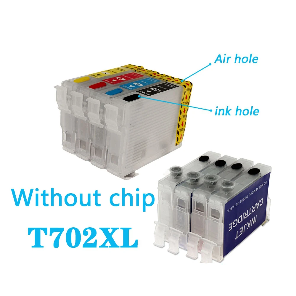 T702 T702XL перезаправляемый картридж без чипа для Epson рабочей силы Pro WF-3720 WF-3733 WF-3730