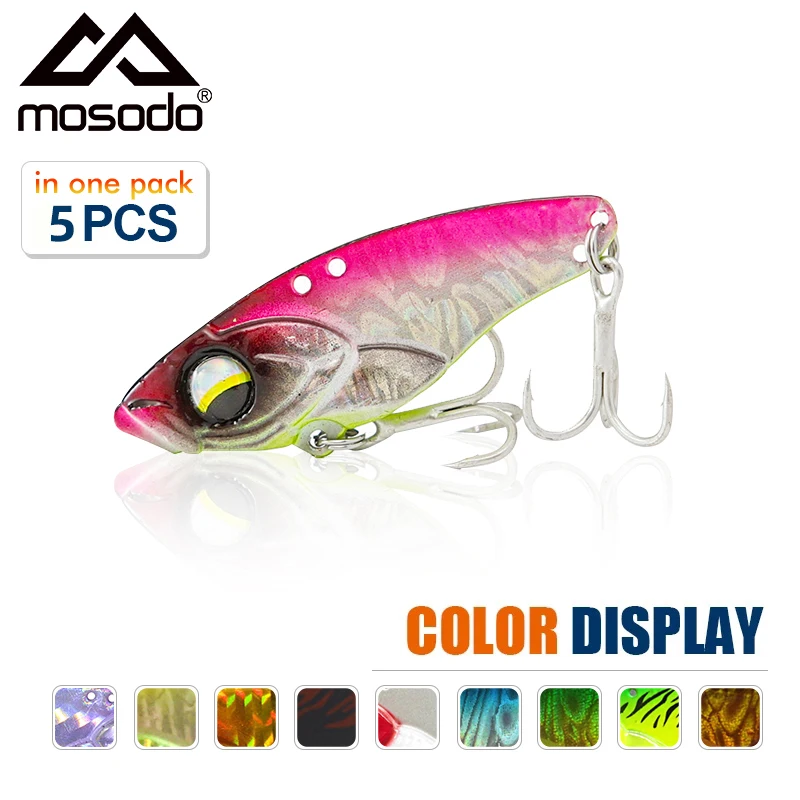 

Mosodo 5pcs/set VIB Blade Lure Metal Spinner Bait Fishing Lures with Treble Hooks 5-18g Vibe Vibration Baits Bass Fishing Tackle