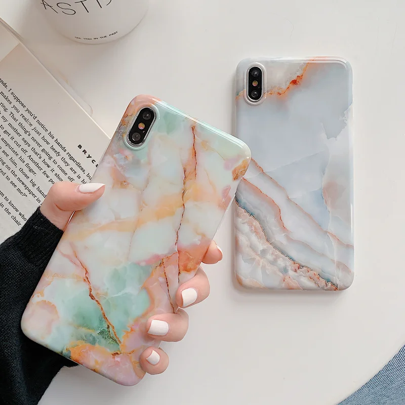 Для 6 s ржавчина красный мраморный чехол для coque iphone 7 xs max мягкая гранитная печать