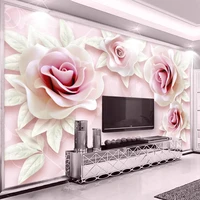 custom mural wallpaper 3d embossed pink rose flowers photo wall papers home decor living room sofa tv background papier peint 3d
