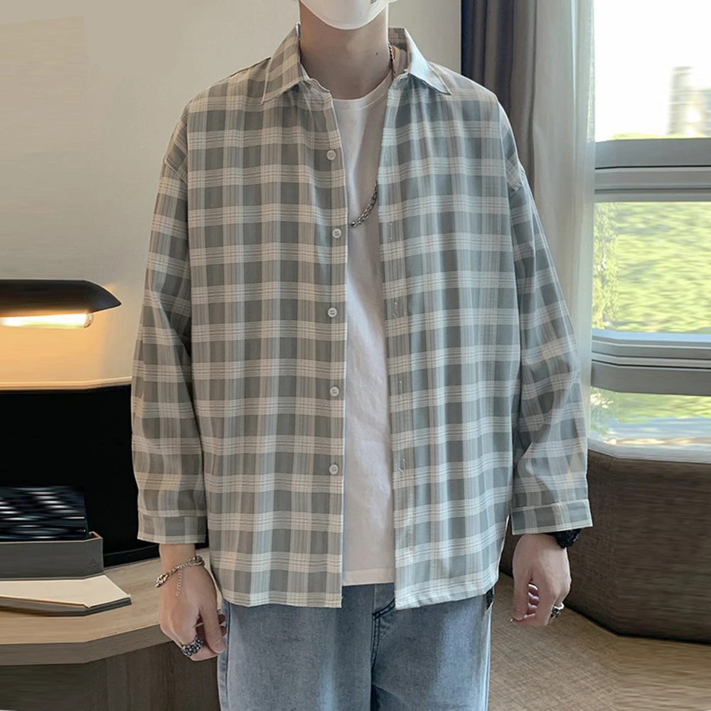 

Рубашка Ulzzang Мужская в полоску, модная Повседневная Блузка оверсайз свободного покроя с длинным рукавом, хлопковая шикарная рубашка, черный...