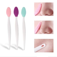 mini silicone face cleansing brush wash nose blackhead acne removal facial clean massage double side brush beauty skin care tool