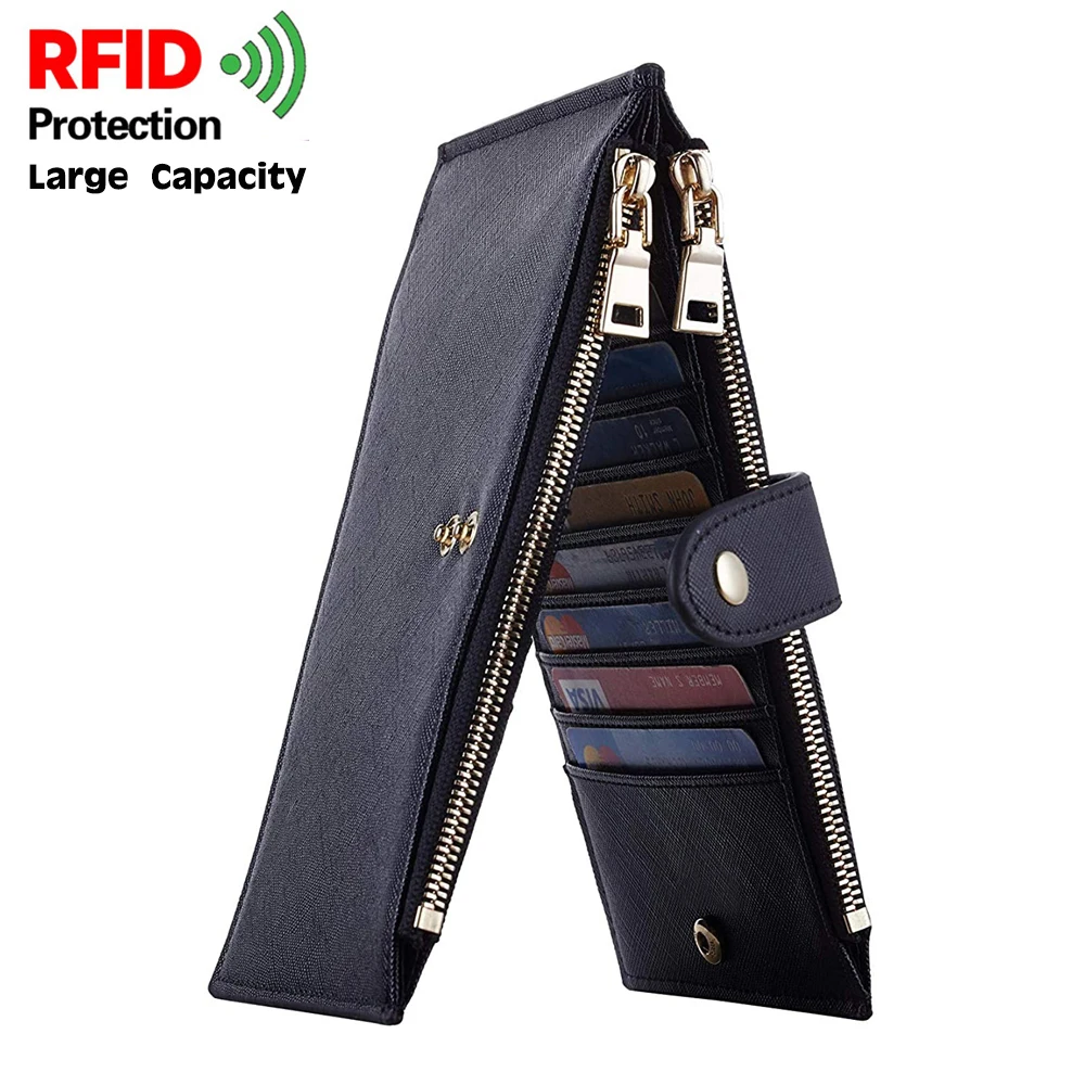 Новинка мужской бумажник Wo двойной складной чехол с отделением для карт и RFID