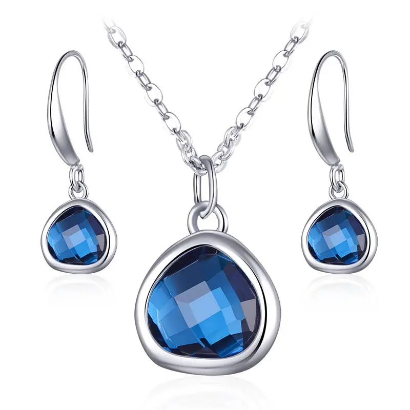 Женский комплект украшений серьги и ожерелье с австрийским кристаллом
