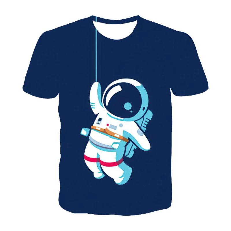 

2021 Summer Kids Fashion T-Shirt for Boys Tees Girls Galaxy Space Astronaut Earth 3D Printed T-Shirt for Kids 4 to 14 Years Old