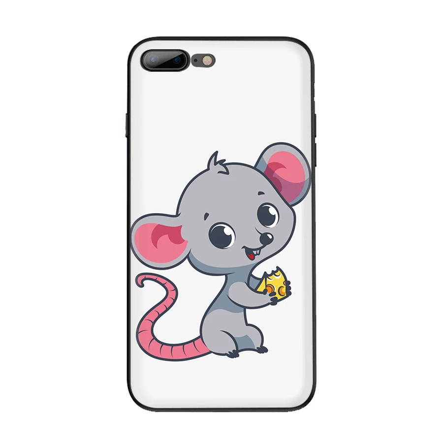 B7 Чехол для мобильного телефона из ТПУ для iPhone 11 Pro XR X XS Max iPhone 7 8 6 6s Plus 5 5S SE, чехол с милой мультяшной мышкой с сыром - Цвет: B7