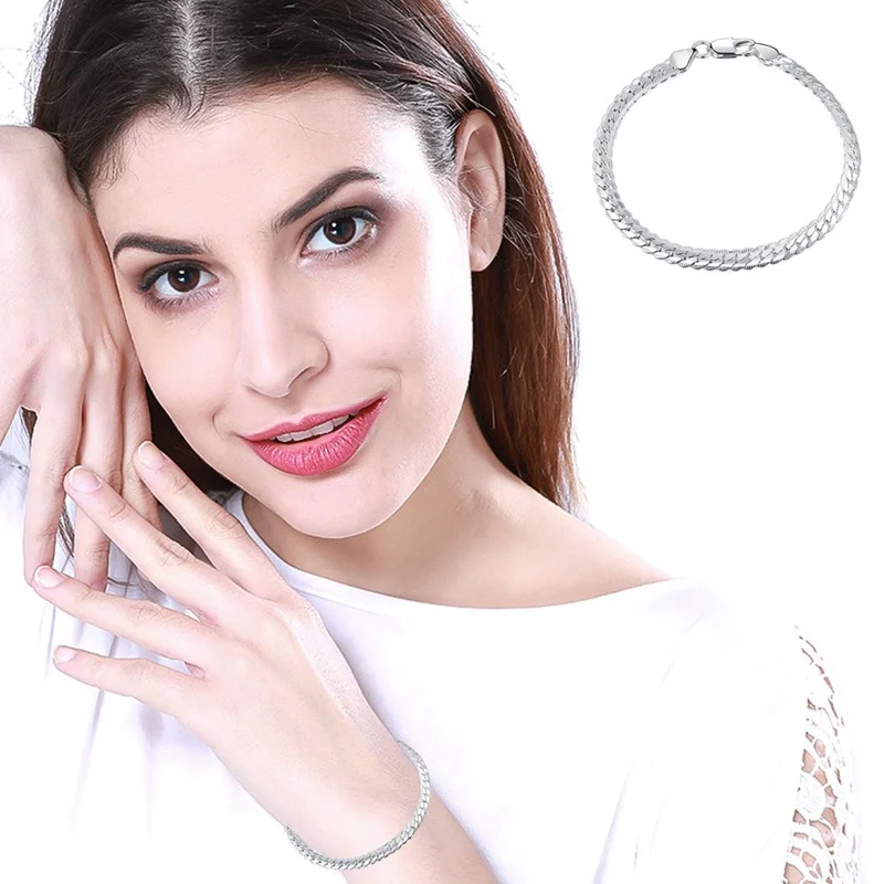 Модные мужские и женские 6 мм Серебристые цепочки из нержавеющей стали с плоским