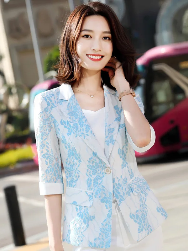 Женский кружевной Блейзер летние блейзеры с одной пуговицей и полурукавом