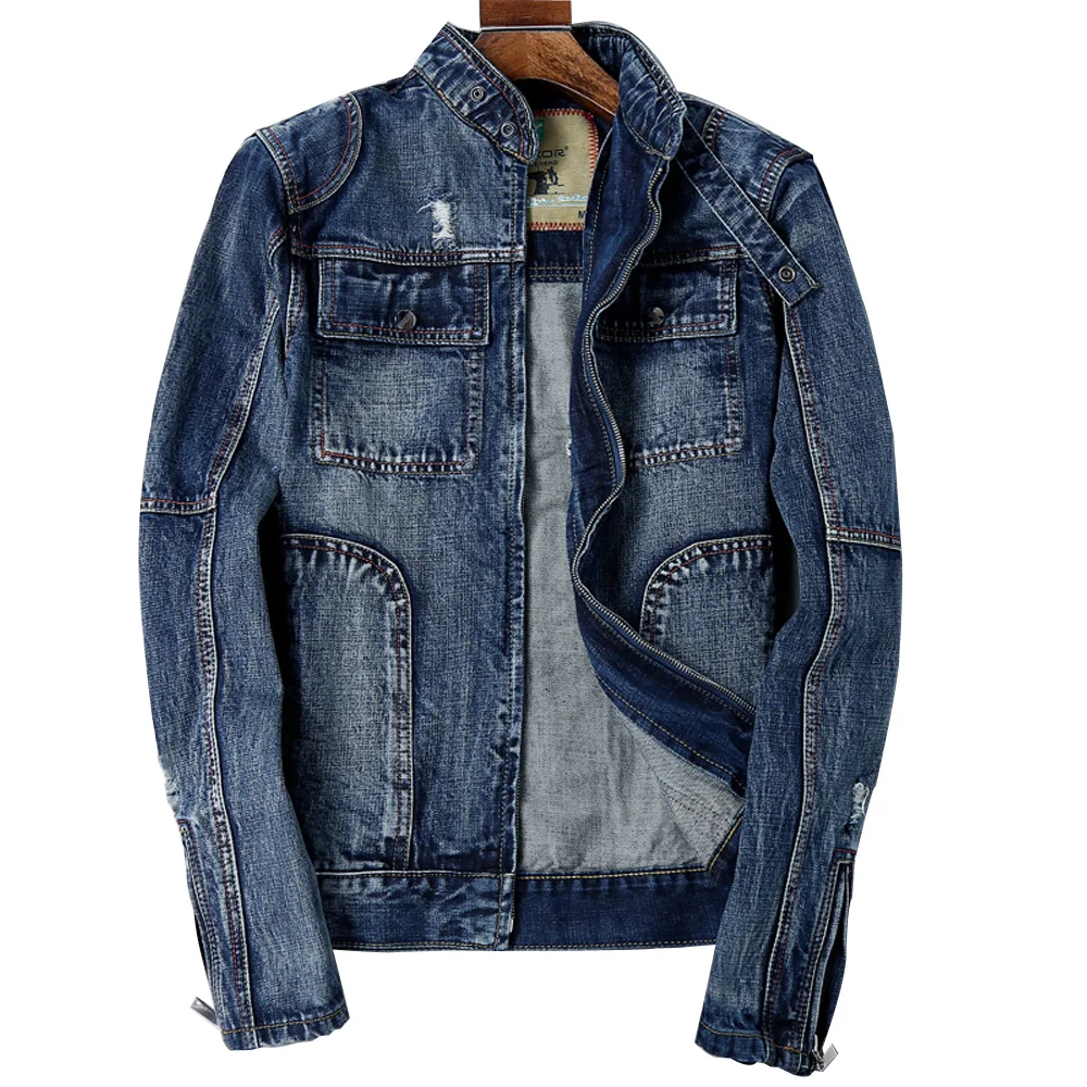 

Plus Size XXXL Mens Denim Jacket Coat Vintage Spring Jeans Coats European Style Jean Denim Coat For Man Clothing Brand Overcoat