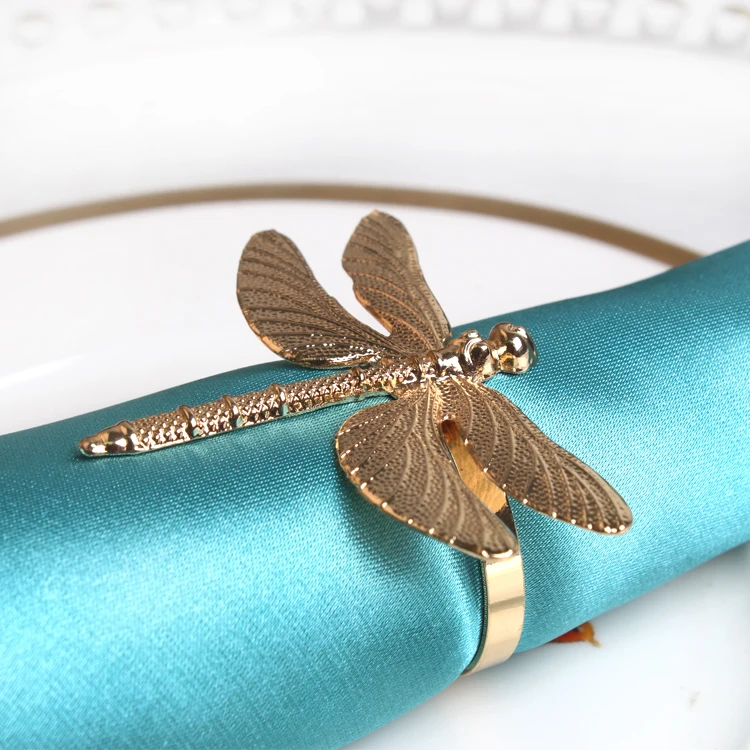 

10pcs Nordic style wedding high-grade dumb gold dragonfly napkin buckle napkin ring