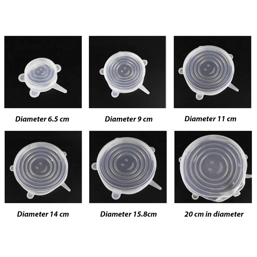6 шт. силиконовых кейсов стрейч многоразовые крышки герметичный Еда Обёрточная