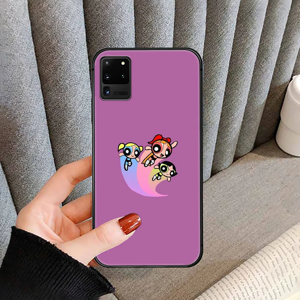

Power Cute puff Girl Phone case cover for For SamSung Galaxy S Note 7 8 9 10 20 Uitra Plus E Lite black black prime fashion