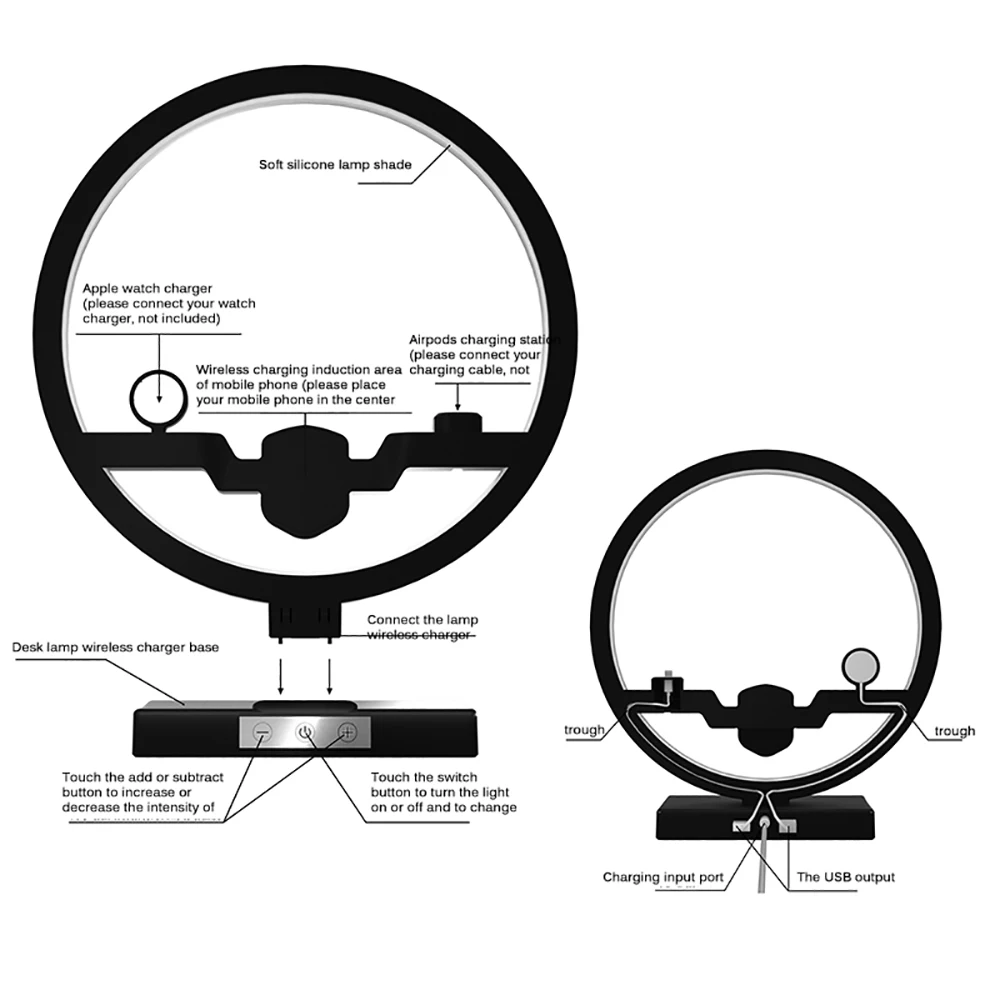 Беспроводное зарядное устройство QI со светодиодной подсветкой для IPhone 11 Pro Max