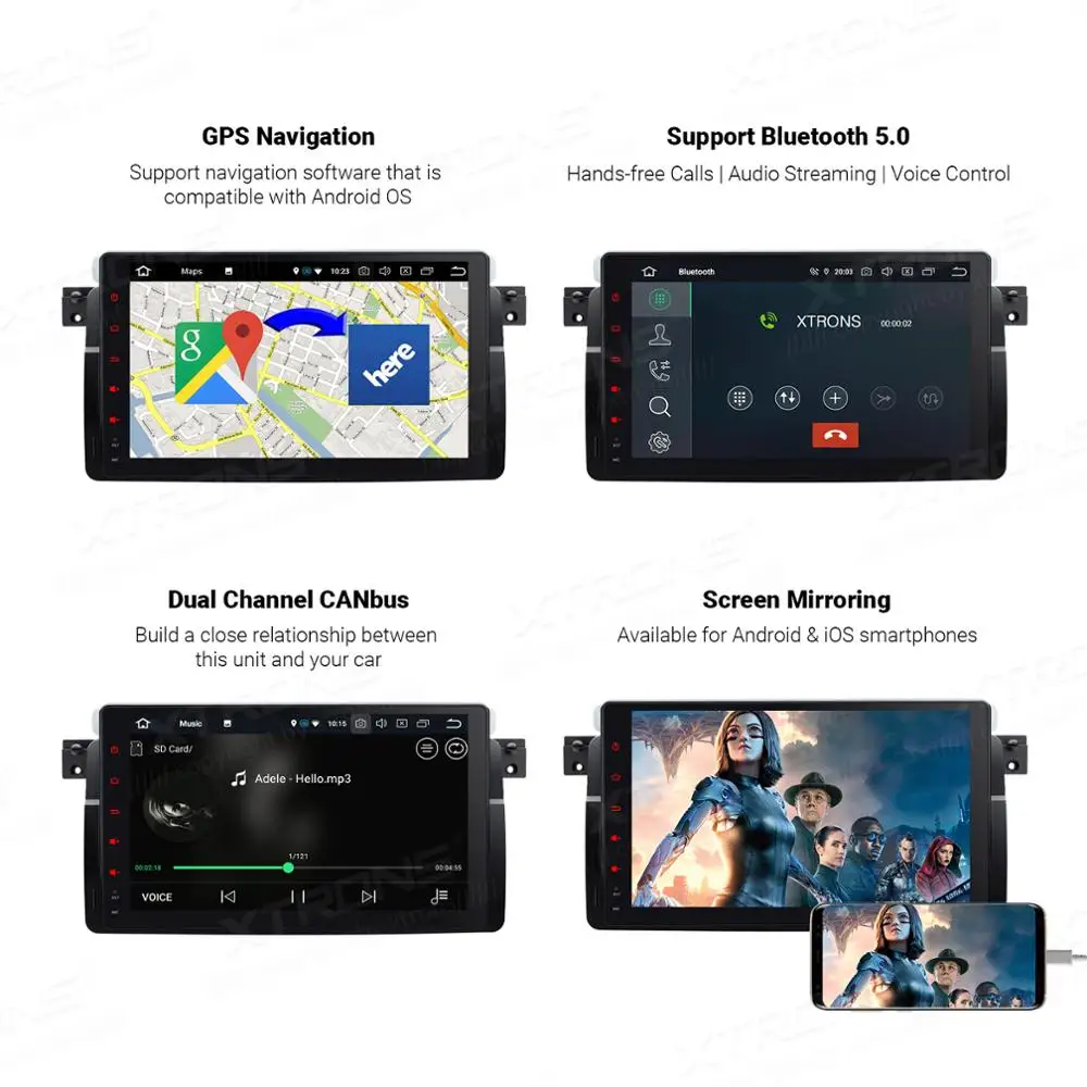 XTRONS 9 ''Android 10 0 автомобильный радиоплеер GPS DAB OBD для BMW E46 седан купе трансформер