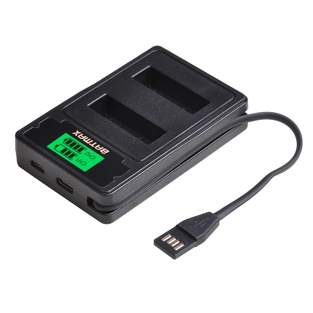 Двойное зарядное устройство Batmax EN-EL23 EL23 LCD USB с портом Type C для камеры Nikon COOLPIX P900 P610
