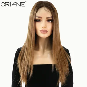 ORIANE18 Inch Synthetic Lace Front Wigs For Women Brown Silky Straight Daily Lolita Cosplay Wig High Density Heat Resistant Wigs